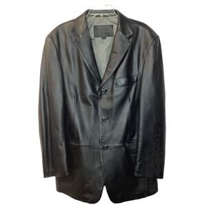 Stafford Executive Mens Genuine Leather Black Blazer Jacket Sz Medium
